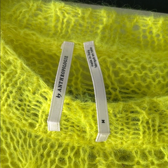 Anthropologie Neon Yellow Cable Knit Sweater - Picture 2 of 4